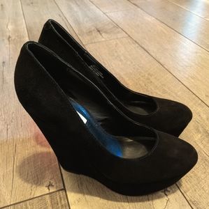 Steve Madden Prissy Wedge Heels, Black Suede